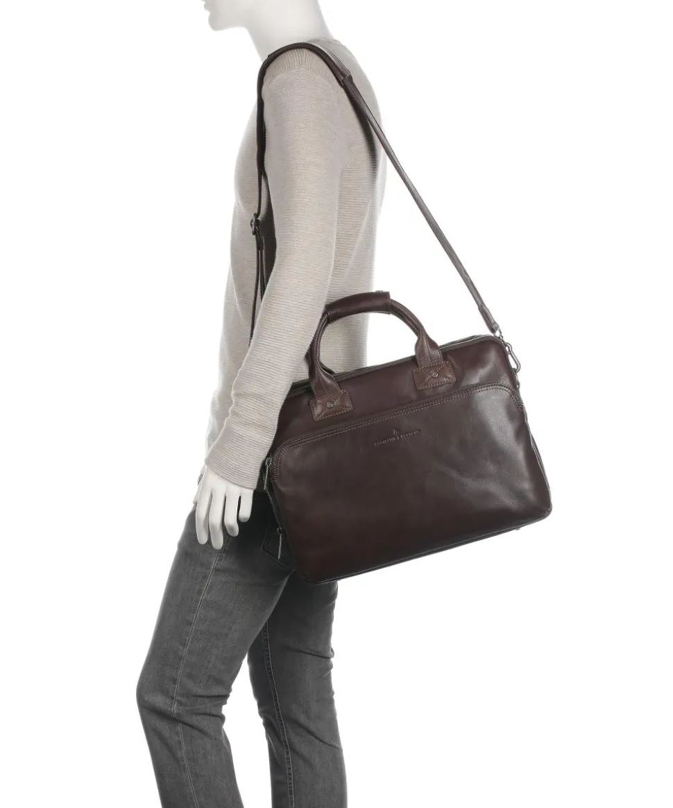 Firenze Aktentasche 15″ genarbtes Leder dunkelbraun