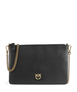 Flat Classic Umhängetasche fein genarbtes Rindsleder schwarz