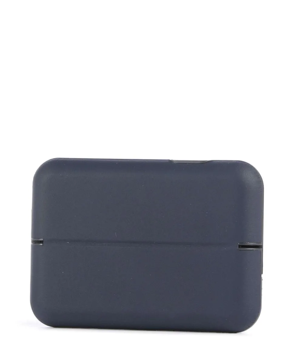 Flip Case RFID Kreditkartenetui recyceltes Polycarbonat, Leder, Kunststoff dunkelblau