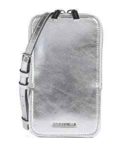 Flor Handytasche genarbtes Leder silber
