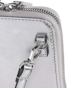 Flor Handytasche genarbtes Leder silber