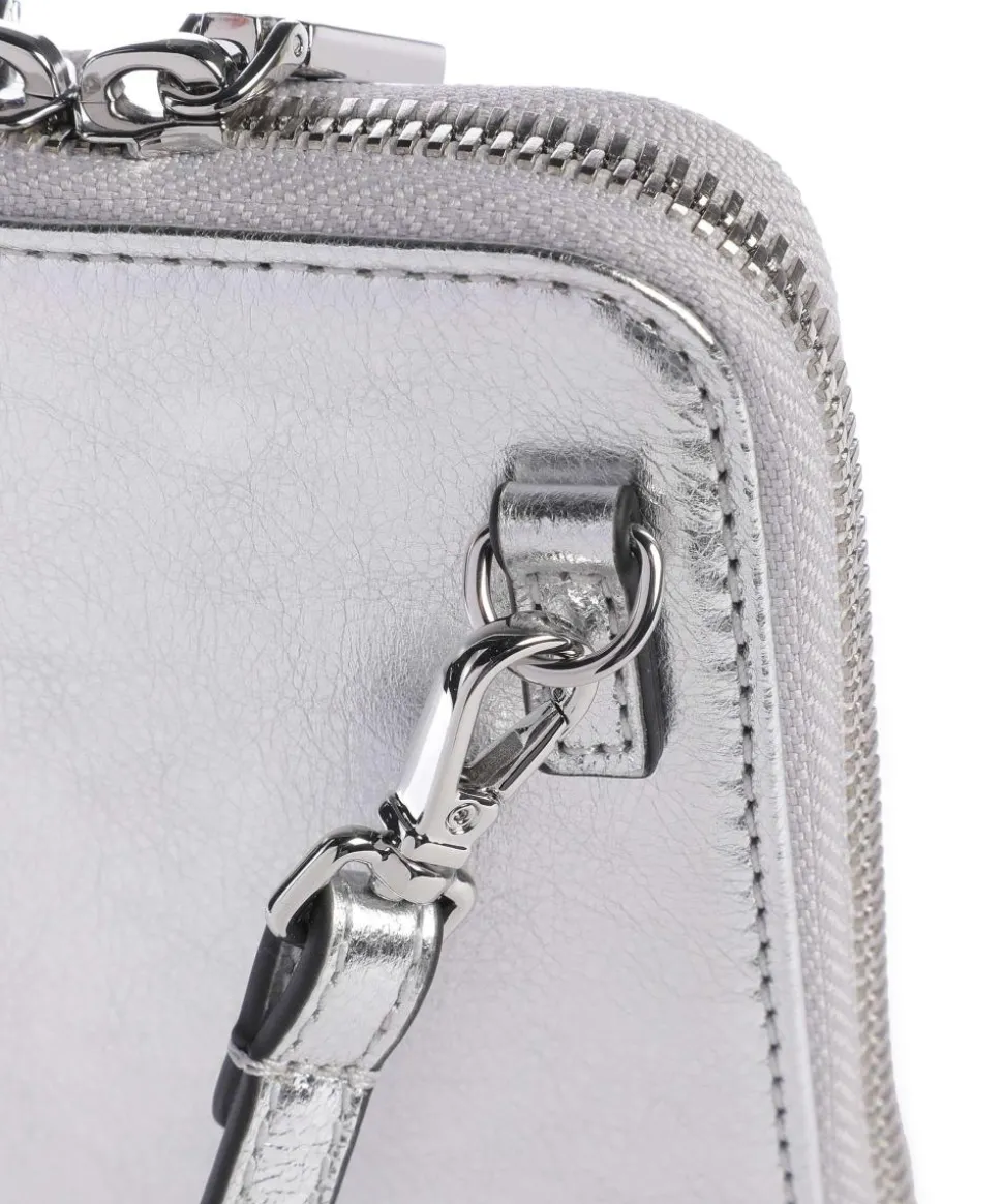 Flor Handytasche genarbtes Leder silber