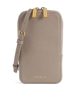 Flor Handytasche genarbtes Leder taupe