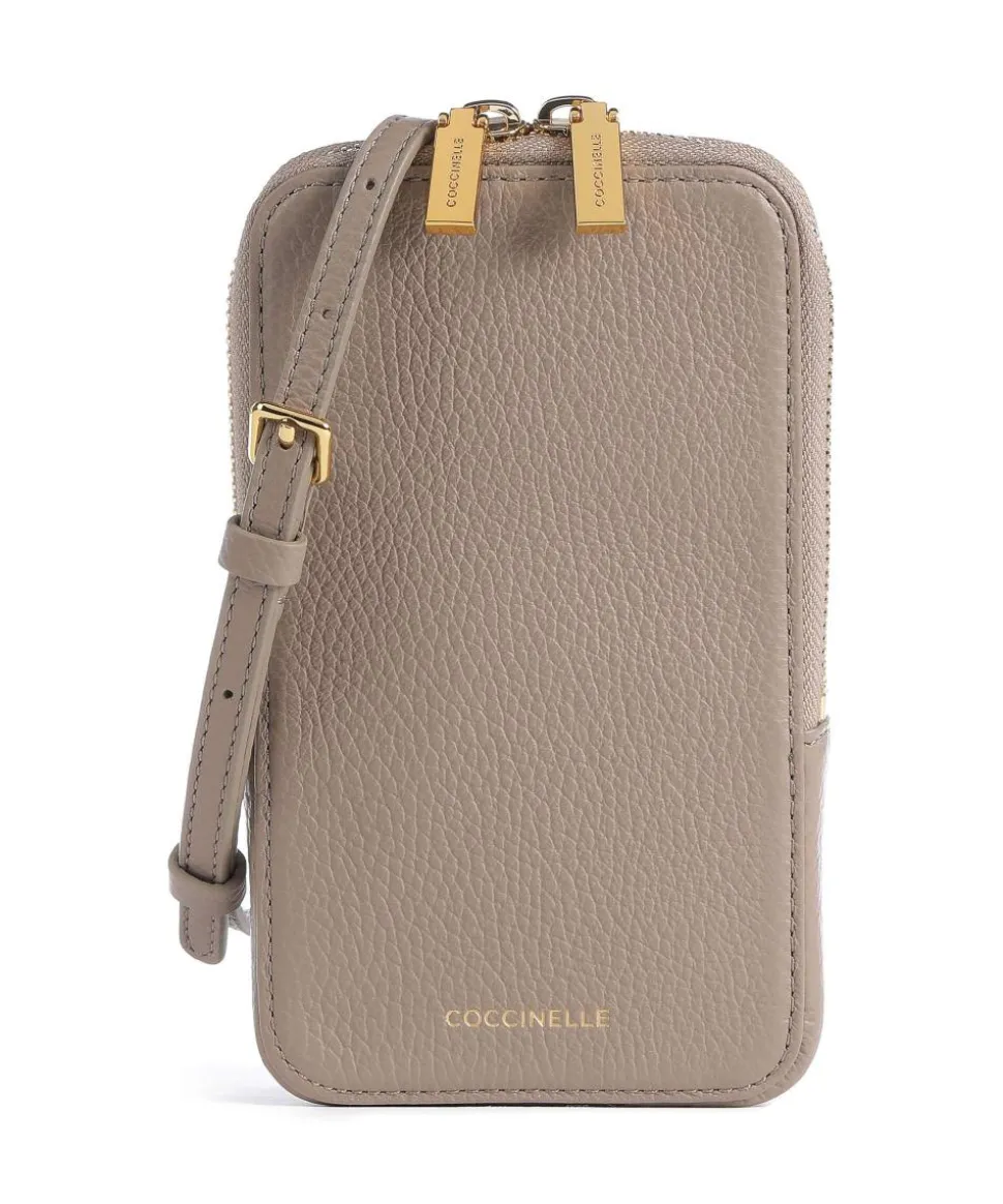 Flor Handytasche genarbtes Leder taupe