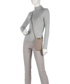 Flor Handytasche genarbtes Leder taupe