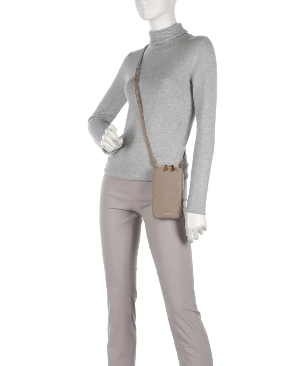 Flor Handytasche genarbtes Leder taupe