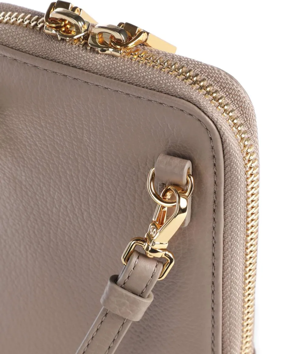 Flor Handytasche genarbtes Leder taupe