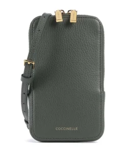 Flor Handytasche genarbtes Leder dunkelgrün