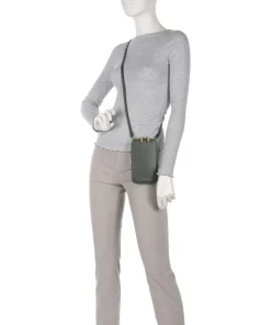 Flor Handytasche genarbtes Leder dunkelgrün