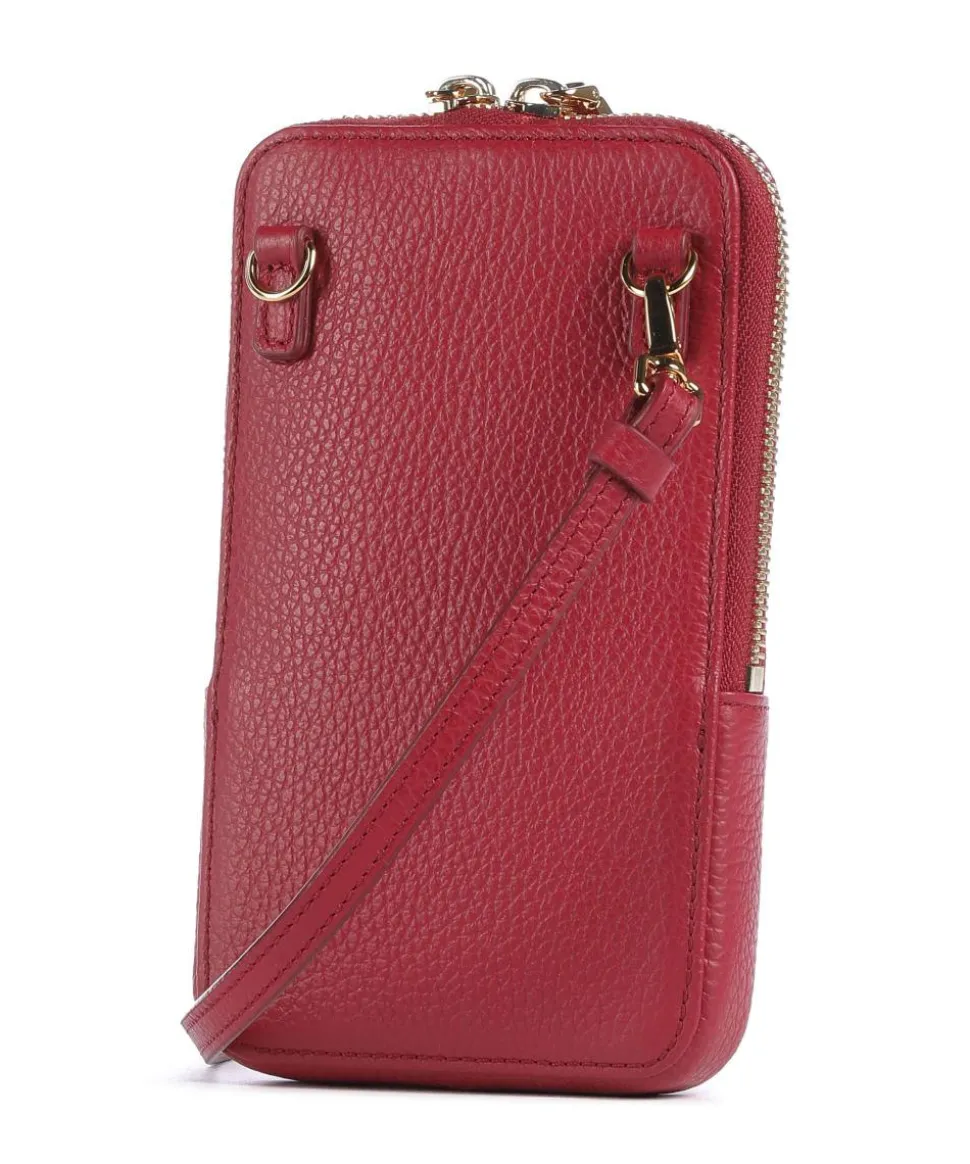 Flor Handytasche genarbtes Leder rot
