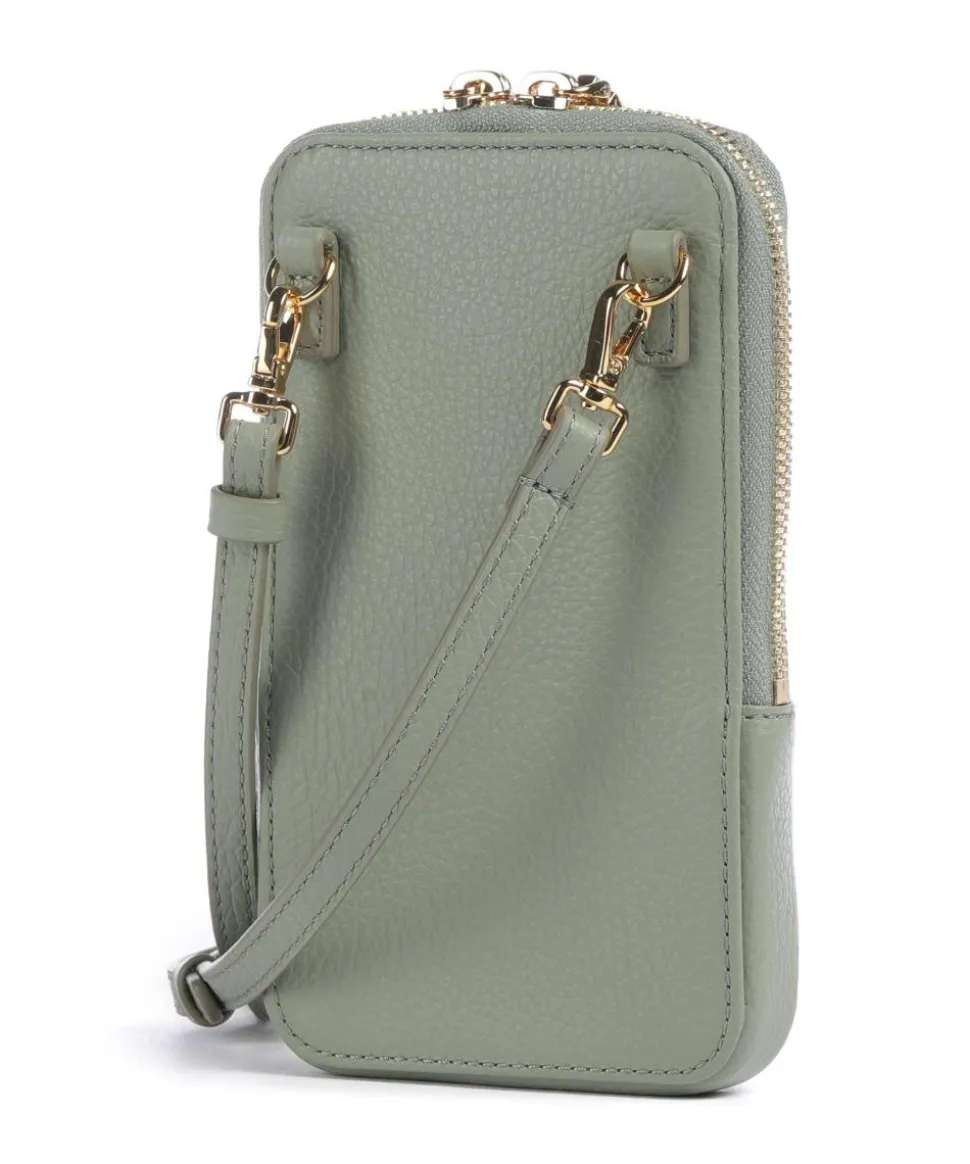 Flor Handytasche genarbtes Leder graugrün