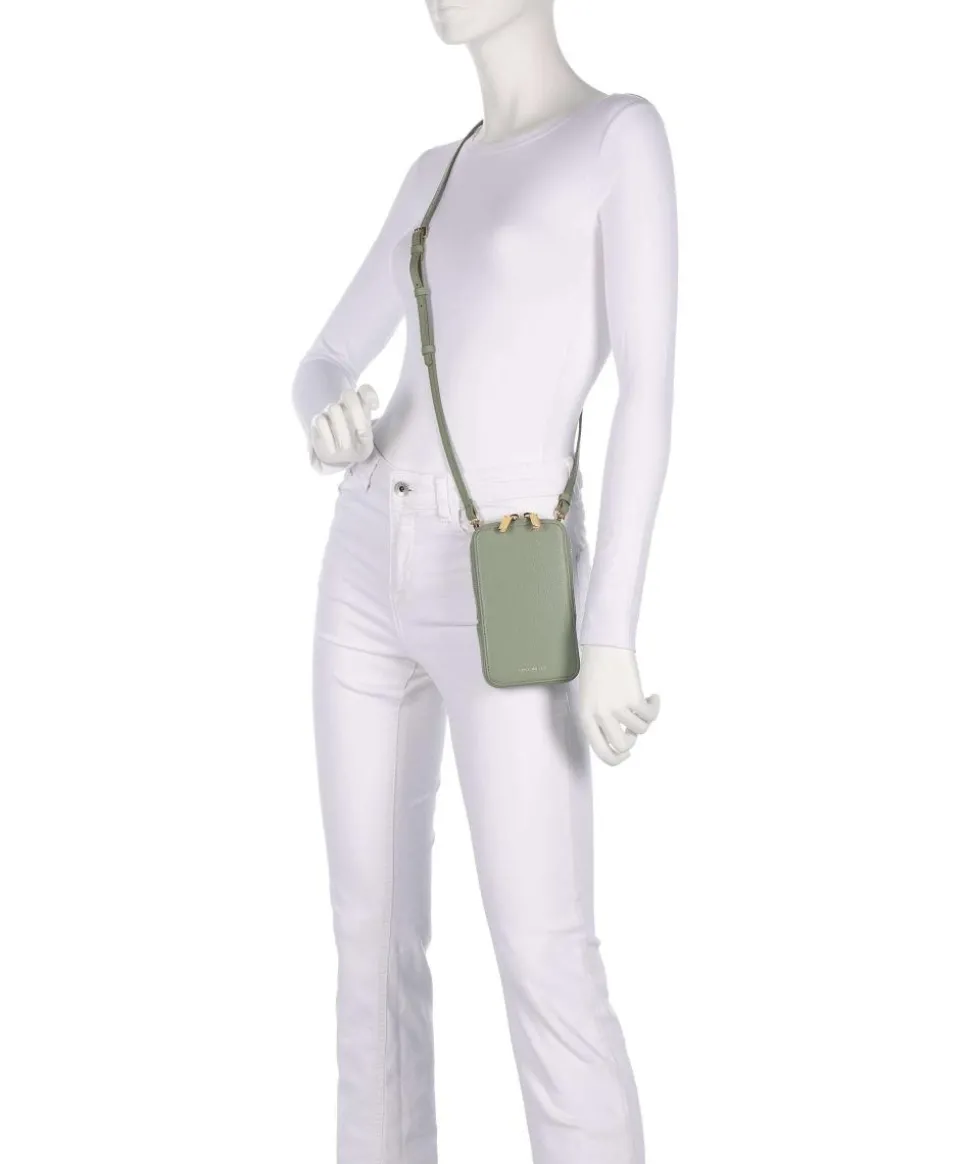 Flor Handytasche genarbtes Leder graugrün