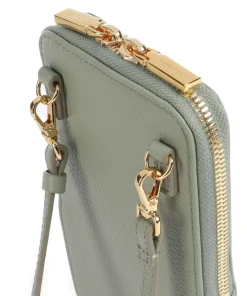Flor Handytasche genarbtes Leder graugrün