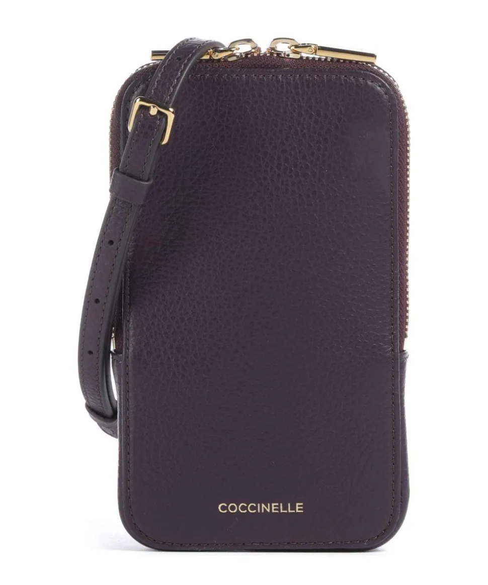 Flor Handytasche genarbtes Leder pflaume