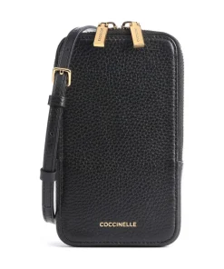 Flor Handytasche genarbtes Leder schwarz