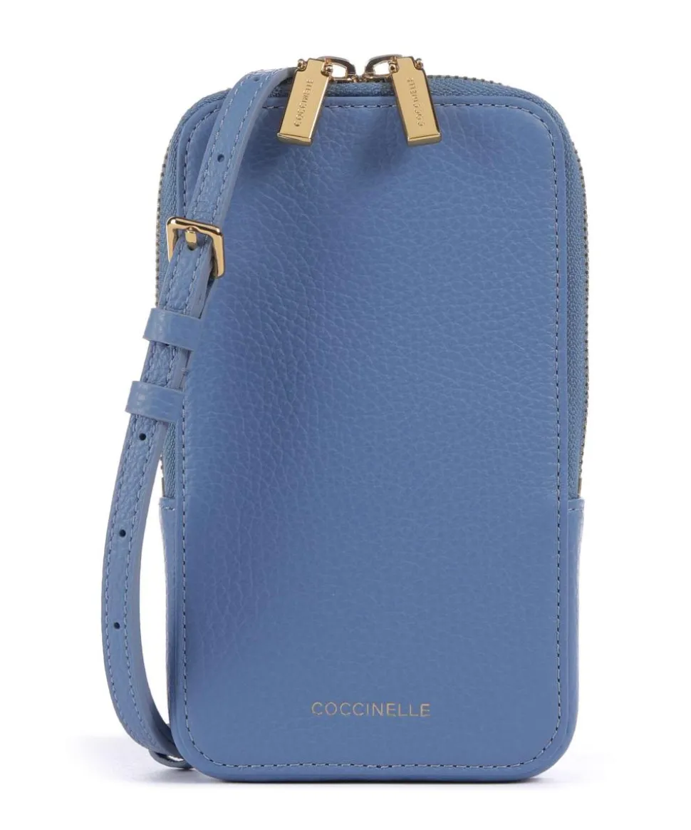 Flor Handytasche genarbtes Leder blau