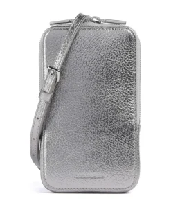 Flor Handytasche genarbtes Leder silber