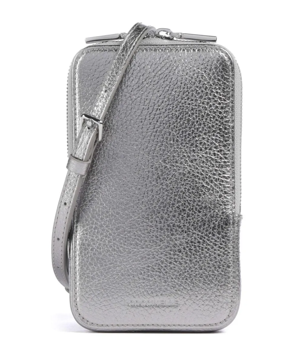 Flor Handytasche genarbtes Leder silber