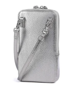 Flor Handytasche genarbtes Leder silber