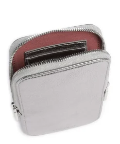 Flor Handytasche genarbtes Leder silber