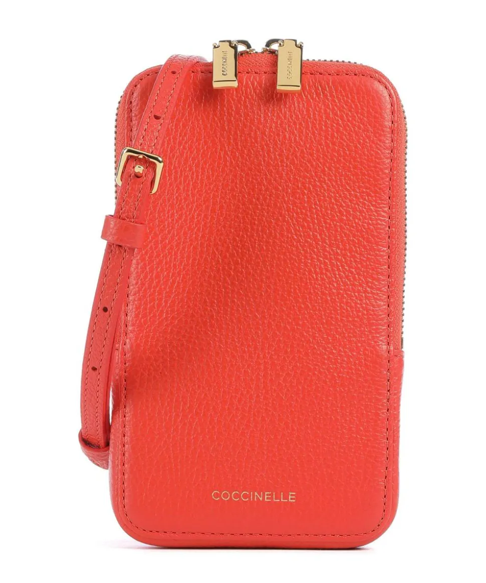 Flor Handytasche genarbtes Leder orange