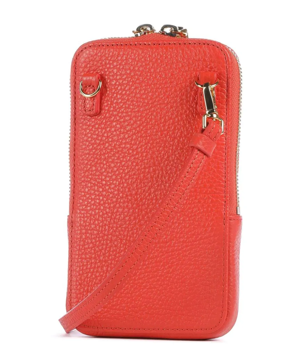 Flor Handytasche genarbtes Leder orange