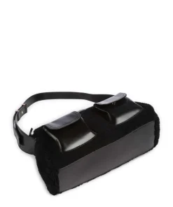 Flora Wow Schultertasche Fell, fein genarbtes Rindsleder schwarz