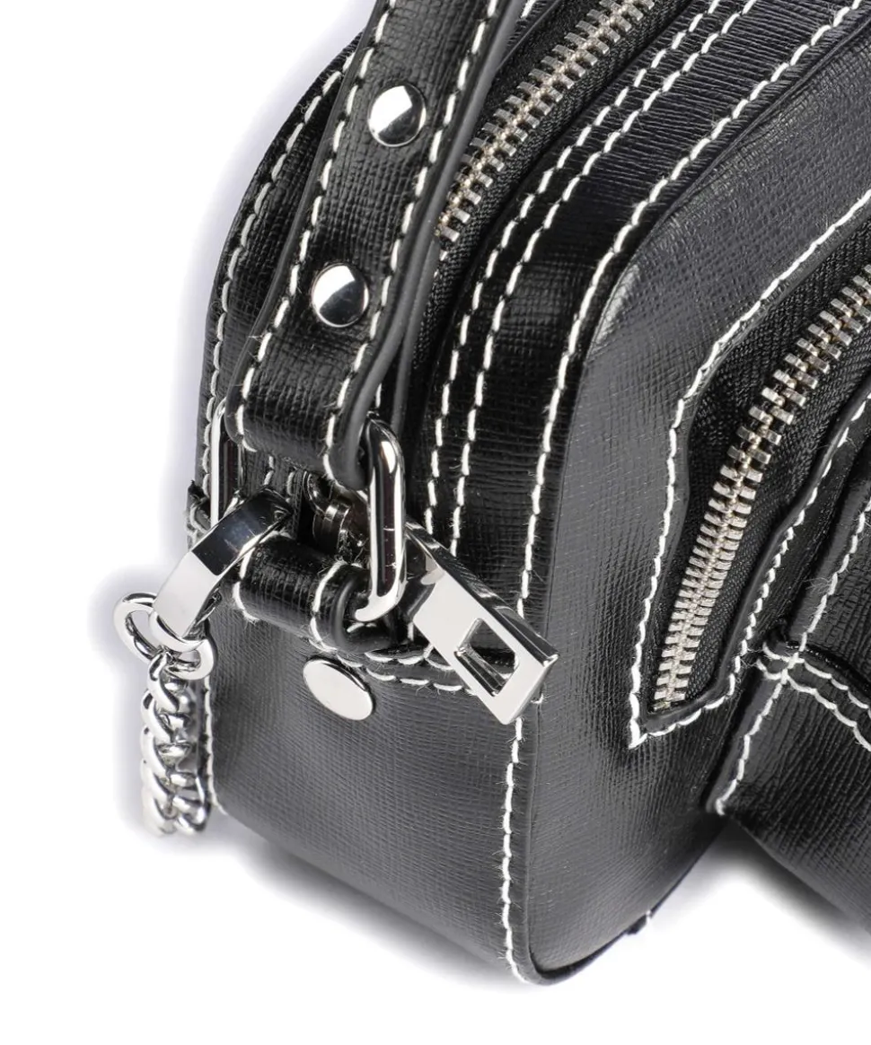 Florence Helena Umhängetasche fein genarbtes Leder schwarz