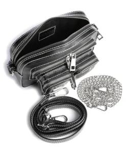 Florence Helena Umhängetasche fein genarbtes Leder schwarz