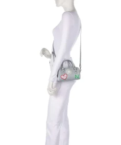 Florence Small Maya Umhängetasche Saffiano Leder hellgrau