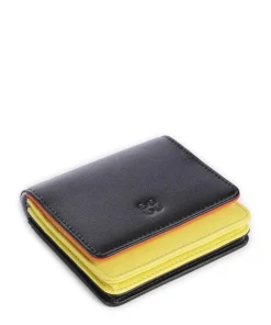Flores RFID Geldbörse fein genarbtes Kalbsleder schwarz/gelb