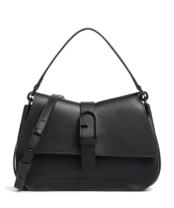 Flow M Handtasche fein genarbtes Leder schwarz