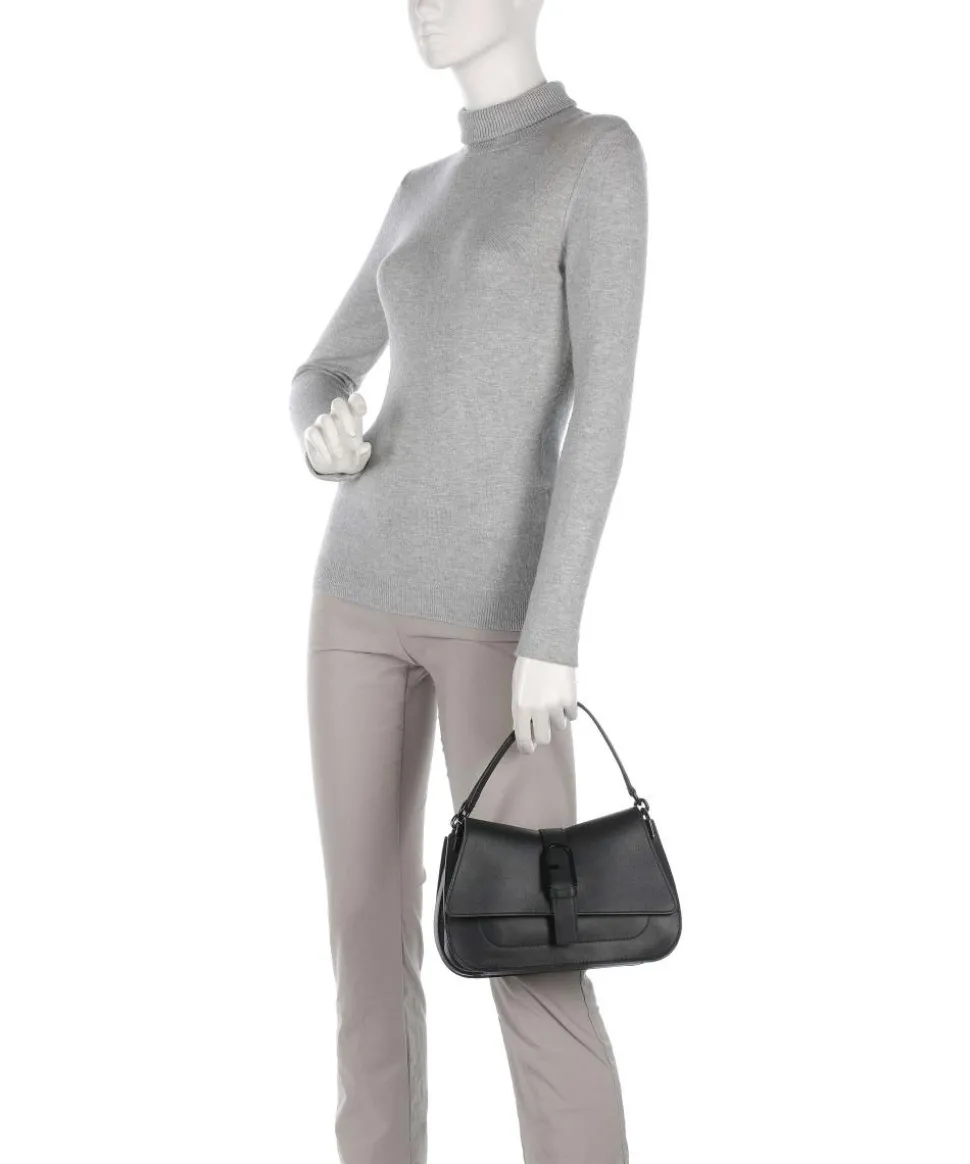 Flow M Handtasche fein genarbtes Leder schwarz