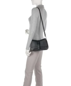 Flow M Handtasche fein genarbtes Leder schwarz