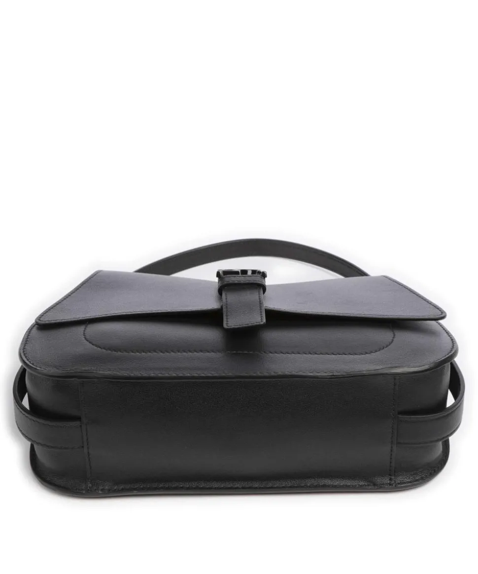 Flow M Handtasche fein genarbtes Leder schwarz