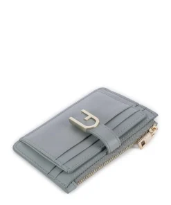 Flow M Kreditkartenetui fein genarbtes Leder blaugrau