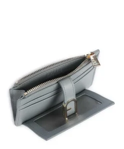 Flow M Kreditkartenetui fein genarbtes Leder blaugrau