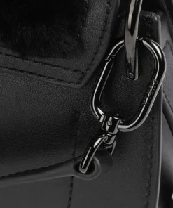 Flow Mini Handtasche fein genarbtes Leder schwarz