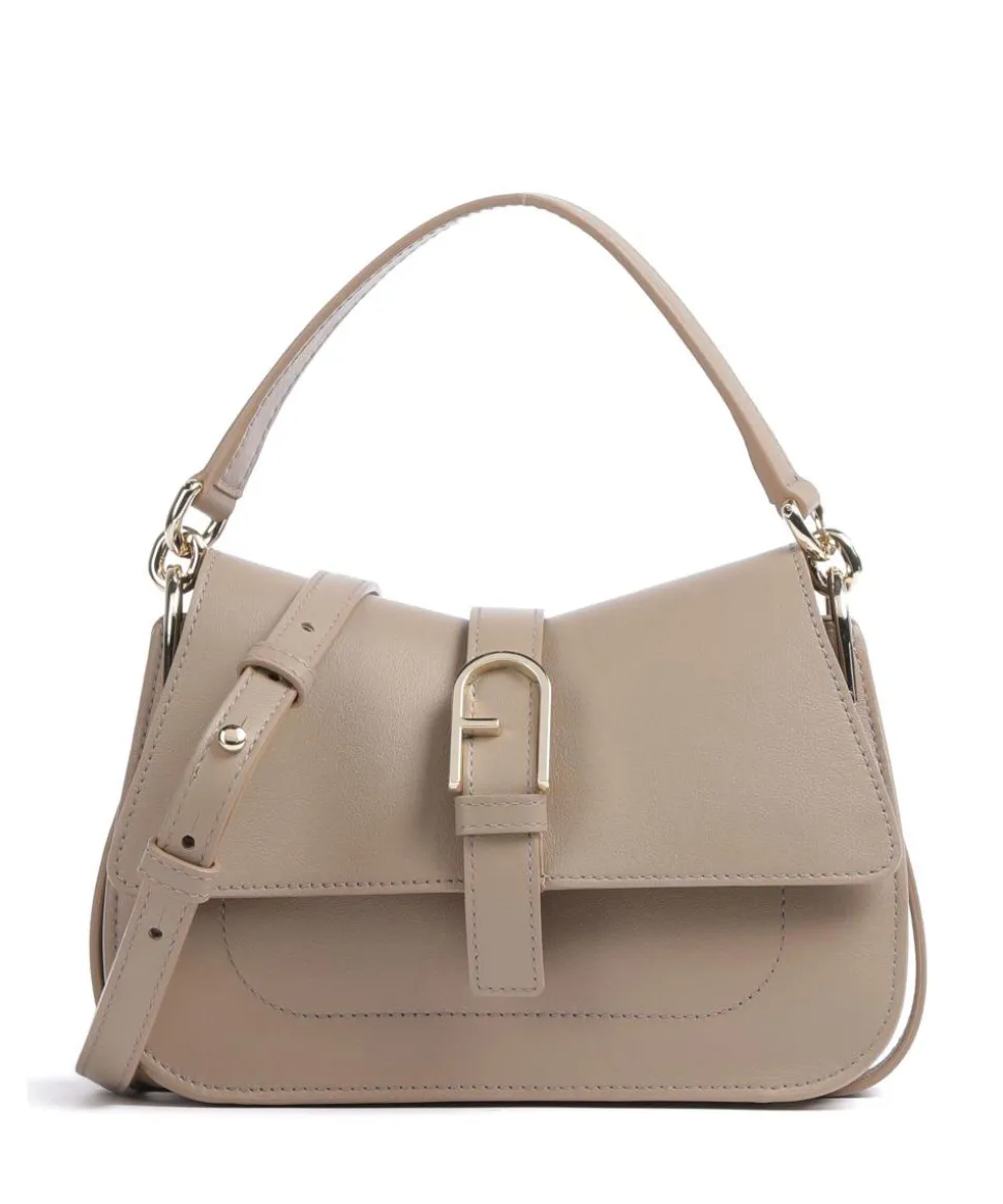 Flow Mini Handtasche fein genarbtes Leder taupe