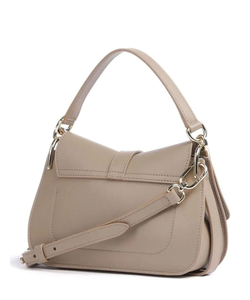 Flow Mini Handtasche fein genarbtes Leder taupe