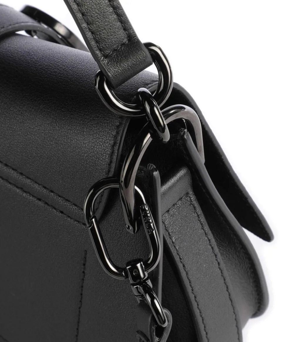Flow Mini Handtasche fein genarbtes Leder schwarz