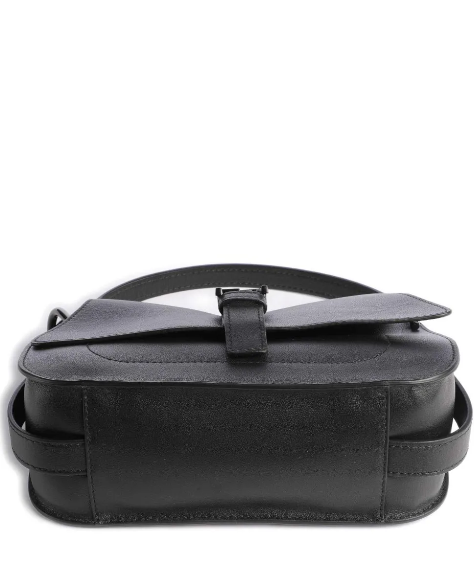 Flow Mini Handtasche fein genarbtes Leder schwarz