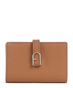 Flow S Geldbörse fein genarbtes Leder cognac