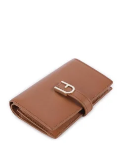 Flow S Geldbörse fein genarbtes Leder cognac