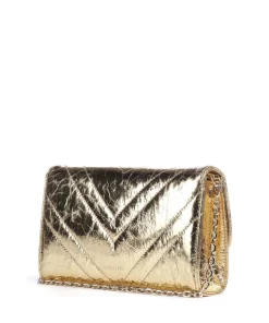 Fly Quilted Metallic Umhängetasche genarbtes Leder gold