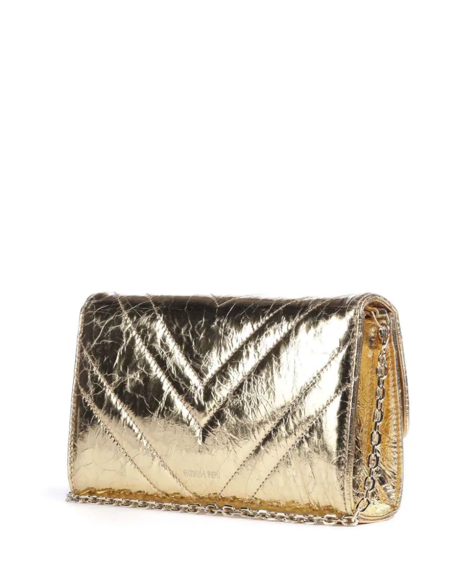 Fly Quilted Metallic Umhängetasche genarbtes Leder gold