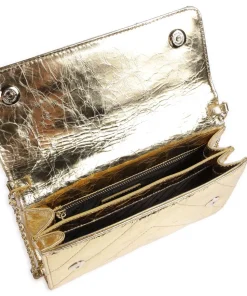 Fly Quilted Metallic Umhängetasche genarbtes Leder gold