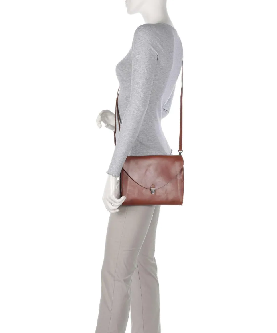 Fold Umhängetasche fein genarbtes Rindsleder cognac