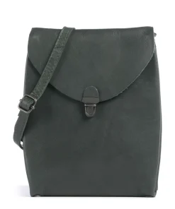 Fold Umhängetasche glattes Rindsleder dunkelgrün