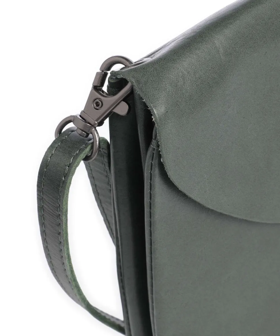 Fold Umhängetasche glattes Rindsleder dunkelgrün